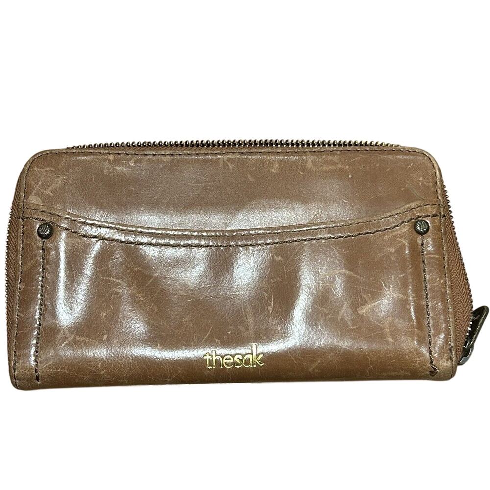 the Sak Brown Zip up Clutch Wallet